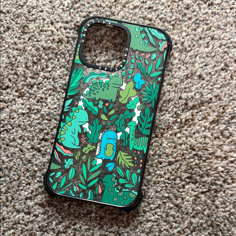 Casetify Dinosaur Pattern Phone Case - Green and Black iPhone 14 Pro Max